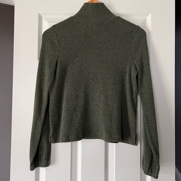 Madewell Bubble Sleeve Heathered Swing Turtleneck Top Medium - Picture 3 of 3